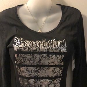 Metro long sleeve black shirt with Beautiful